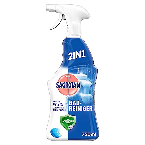 Sagrotan Bad-Reiniger Ozeanfrische – 2in1 Desinfektionsreiniger mit Antischmutzfilm für zuverlässige Hygiene im Badezimmer – 1 x 750 ml Sprühflasche(Das Produktdesign kann abweichen.)