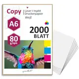 younikat 2000 Blatt blanko 80 g/m² Papier in weiß I Kopierpapier I Rezeptpapier I DIN A6 I dv_1418