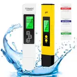 PH Messgerät + TDS Messgerät Set,4 in 1- Digitaler Wasserqualität Tester, für PH/TDS/EC/Temperatur,Digital EC Temperatur Tester für Trinkwasser, Schwimmbad, Aquarium, Labor