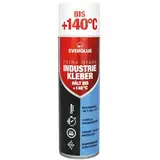 Everglue Industriekleber Extra Stark 140 Hochtemperatur Klebefäden mit schneller Anfangshaftung permanent haftend Hochtemperatur Sprühkleber - Hitzebständiger Industriekleber - extra stark 500ml