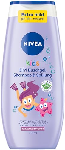 NIVEA kids 3in1 Duschgel Shampoo und Spülung Bezaubernder Beerenduft 250 ml