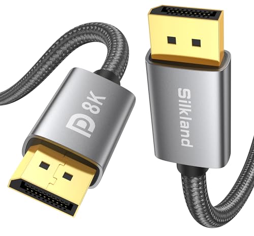 Silkland 8K Displayport Kabel 1.4 2M [VESA-Zertifiziert], 4K@144Hz, 2K@240Hz/180Hz/165Hz, 8K@60Hz, HBR3 32.4Gbps, HDR, DSC 1.2, HDCP 2.2, G-Sync&FreeSync, DP 1.4 Kabel für Gaming-Monitor, Grafikkarte
