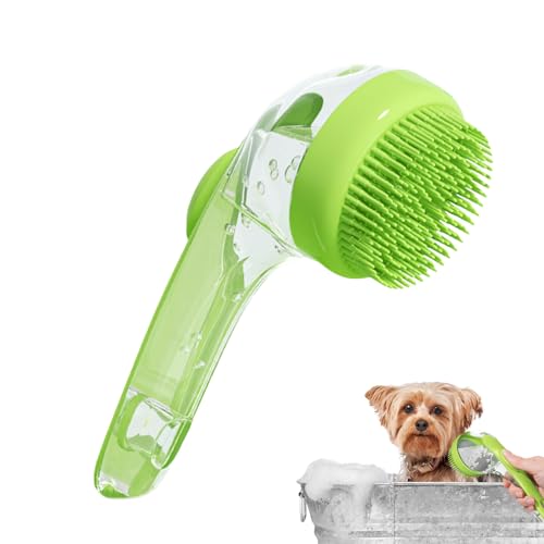 Hunde Waschbürste Mit Seifenspender, Hundeshampoo-Bürste Shampoo-Bürste, Waschzauber, Weiche Silikon-Badebürste Massagebürste Mit Langem Griff, für Hunde Und Katzen