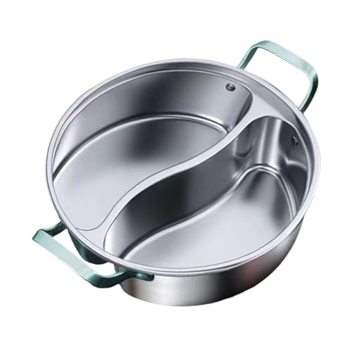 Milageto Edelstahl Shabu Shabu Kochtopf mit Trennwand für gesellige Runden, 34 cm