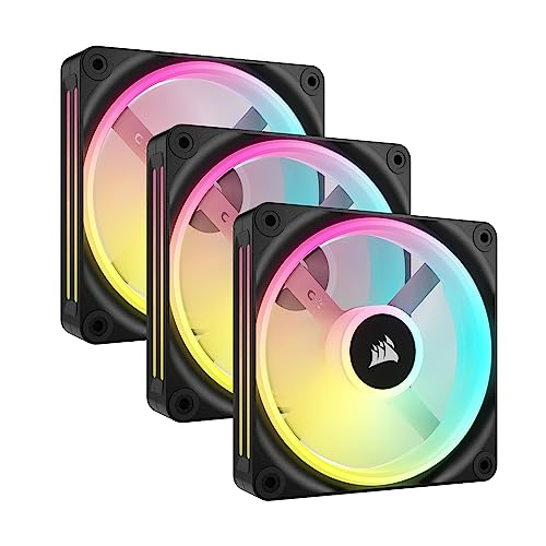 Corsair iCUE LINK QX120 RGB 120mm Magnetic Dome RGB Fans - Dreifach-Lüfter-Starter-Kit mit iCUE LINK System-Hub - Schwarz