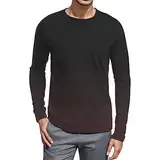 WKAYsIV Tank Top A Linie Herren mit Farbverlauf, farblich abgestimmt, mit Langen Ärmeln Rundhals-Oberteil Billige Sommer Tops(Schwarz XXL)