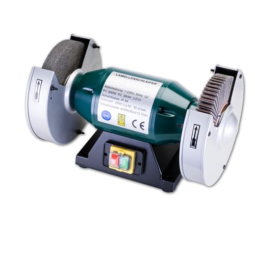 TronicXL 600W Lamellenschleifer Schleifgerät + Filzscheibe zum Polieren + Schleifscheibe I Messerschleifer Messerschärfer Lamellenschleifgerät Schleifmaschine Doppelschleifer Doppelschleifmaschine