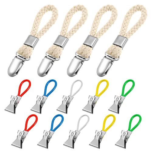 ruggito Handtuchclip aufhänger, 4 Handtuchclips mit Schlaufe + 10 Farbige Handtuchklammer, Handtuchhalter Clips Geschirrtuchclip für Handtüchern Topflappen Geschirrtücher