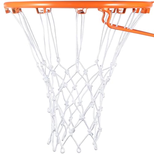Syhood Basketballkorb Netz für jedes Wetter, passend für Standard Indoor oder Outdoor Basketballkorb, 12 Schlaufen (5 Knoten, weiß)