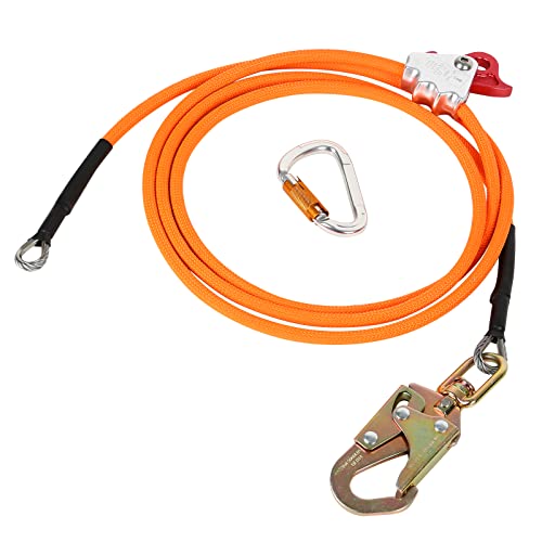 Stahlseilkern-Flip-Line-Kits 12mm*2,4m / 3m /3,6m, Stahlkern Lanyard mit Triple Lock-Karabiner, Verstellbares Lanyard Klettern Bergseile für Baumkletterer, Baumpfleger, Absturzsicherung (12mm*2.4M)