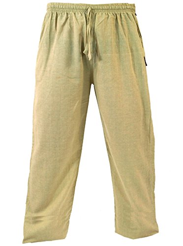 GURU SHOP Yogahose, Unisex Goa Baumwoll-Hose, Beige, Baumwolle, Size:XL (52)