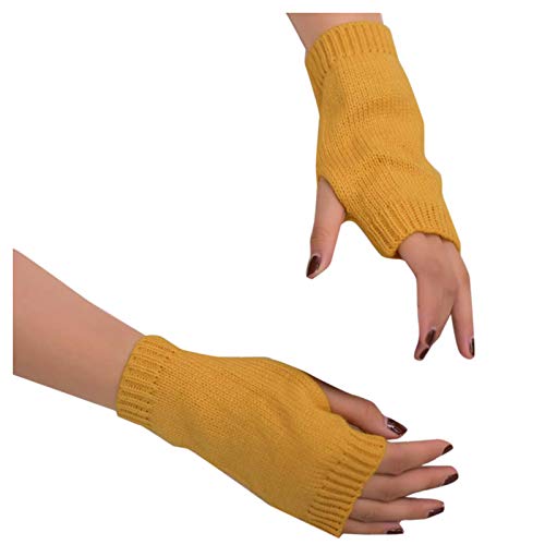 Orbgons Fingerlose Handschuhe Frauen weich Winter warm halten Handschuh auf der Miete Kostüme (Yellow, One Size)