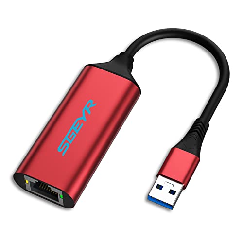 SGEYR USB Netzwerkadapter, Usb Lan Adapter 3.0, Lan Adapter für Ipad, Fire TV Stick Netzwerkadapter, Usb C auf Lan Adapter, Usb Rj45 Adapter, Usb C auf Ethernet Adapter, für MacBook, XPS, Windows, Rot