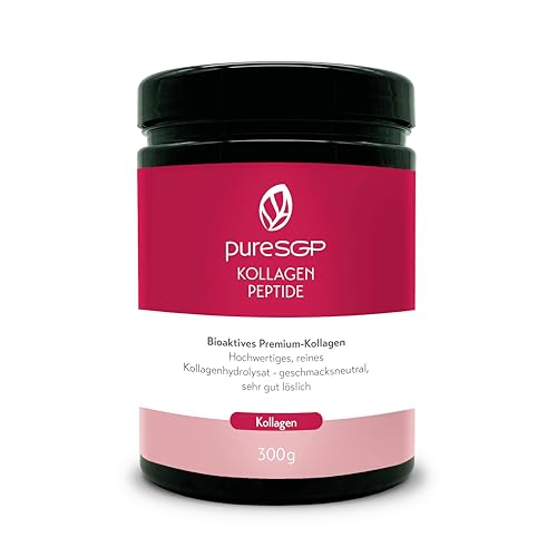 pureSGP Kollagen [300g]: Reinstes Kollagen in Apothekenqualität - Bioaktive Premium-Peptide aus hochwertigem Kollagenhydrolysat. Mit Vitamin C & Biotin - Geschmacksneutral - Gute Löslichkeit
