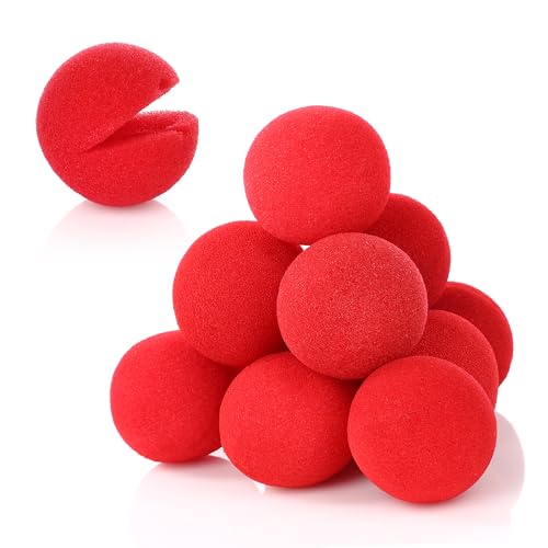 KarneLux Clownnasen Rot 12er Pack aus Schaumstoff - Clown Kostüm Accessoire - Clown-Nase für Karneval, Fasching, Zirkus oder Kindergeburtstage