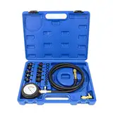 FreeTec Öldruck Messgerät Öldruckmesser, 140 PSI 10 Bar Motorzylinder Öldruckprüfer Öldrucktester Set, Öldruckmanometer Öldruckmessgerät KFZ Werkzeug für Auto LKW Traktor (Blau)