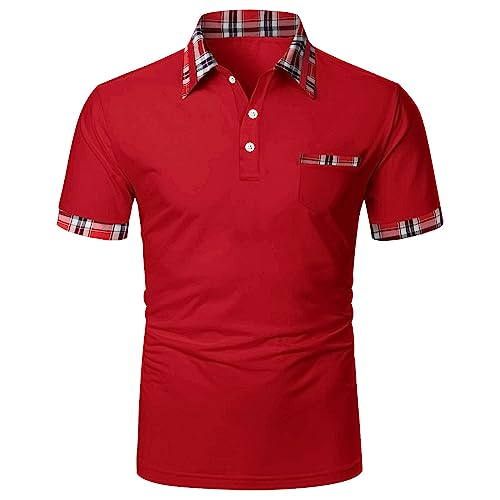 Herren Poloshirt Baumwolle Kurzarm Knopfleiste mit Farbblockierung Polohemd Regular Slim Fit Modelle Golf Sport T-Shirt Poloshirt Herren Weiß Kurzarm Poloshirt Herren Kurzarm 4XL Mit Brusttasche