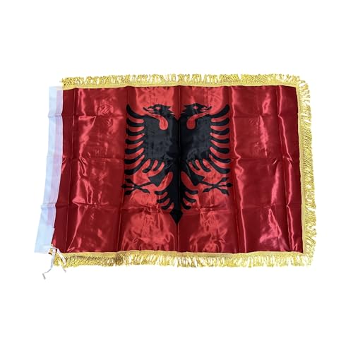 Albanien Flagge Premium Qualität 90x60cm aus fein Polyester - Albanische Flagge - Flamuri i Shqipërise - Flamuri Shqiptar me cilësi të lartë 90x60cm - Albanian Flag 90x60cm