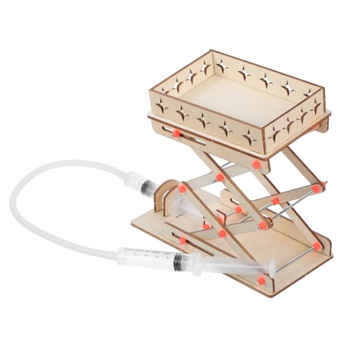 KICHOUSE 1 Set Hölzerne Labor -jack -maschine Spielzeug DIY Hydraulik Liftplattform Hydraulikmaschinenmodell Wissenschaft Experiment -kit Für Zuhause Und Schule