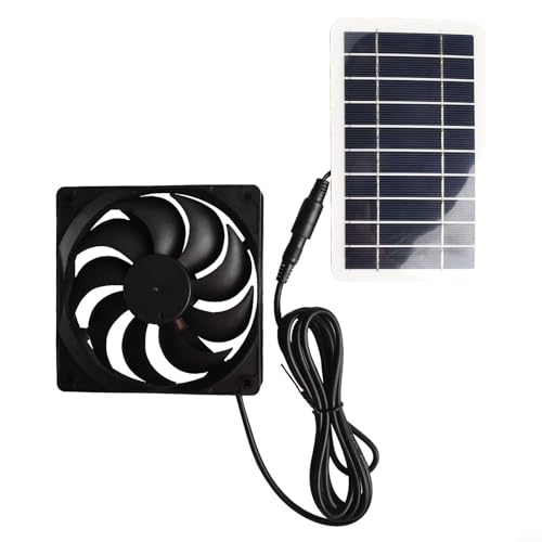 Feegow 5V 2W Solarbetriebener Abluftventilator, Tragbarer wasserdichter Solarpanel Power Mini Ventilator, Solarpanel Lüfter Kühlventilator für Camping Wohnwagen Yacht