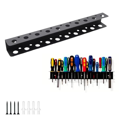 PARFCO 40 cm Schraubenzieher Halterung, Werkzeug Wandhalterung, 19 Löcher Wandhalterung Werkzeug, mit Schrauben und Dehnrohren, für Zuhause, Reparaturwerkstatt, Werkstatt