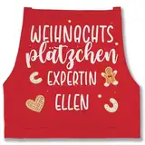 Schürze - Weihnachtsschürze Damen Frauen - Weihnachtsplätzchen Expertin - 85x69 - Rot - bäckerschürze weihnachten weihnachtsschürzen weihnachts cookie baking bäckerschürzen