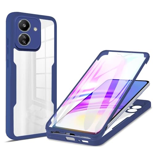 Rnrieyta Miagon 360 Grad Hülle für Xiaomi 13T Pro/13T,Ganzkörper Schutzhülle mit Eingebauter Displayschutzfolie Full Body Silikon Case Durchsichtige Bumper,Blau