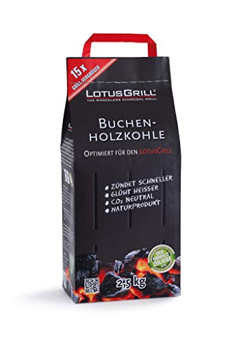 LotusGrill Buchen-Holzkohle 2,5 kg! Speziell entwickelt für den raucharmen Holzkohlegrill/Tischgrill