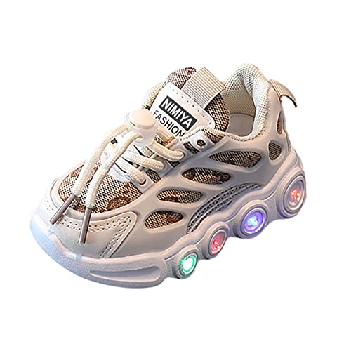 Mashaouyo Mädchen Kinderschuhe Mesh Atmungsaktive Sneaker Kinder Leuchtende Schuhe Weiche Sohle Gymnastikschuhe Leichtes rutschfeste Wanderhalbschuhe Mode Kinder Sportschuhe Bequeme