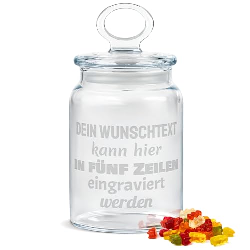 PR Print Royal Personalisierte Keksdose aus Glas mit Gravur - 800 ml - mit Name oder Spruch selbst gestalten als Geschenk zum Geburtstag oder Weihnachten | Personalisiertes Geschenk