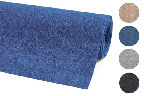 andiamo Teppichboden Milo - einfach zu verlegen - Auslegware Teppichboden - Meterware Bodenbelag in feiner Rippenstruktur - 200 x 1000 cm Blau