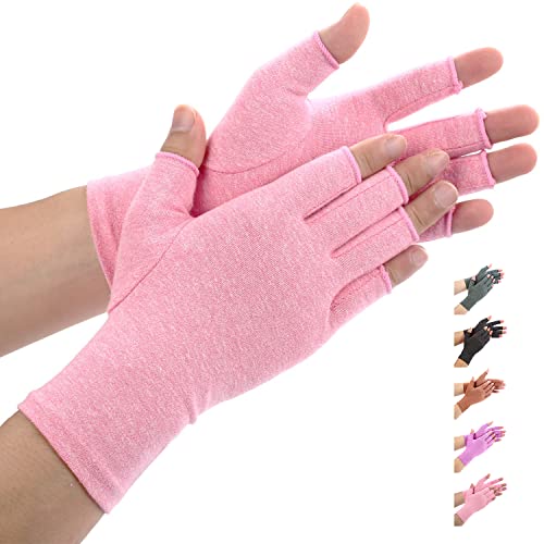 Duerer Arthritis-Handschuhe, Kompressionshandschuhe für RSI, Karpaltunnel, Rheuma, Sehnenscheidenentzündung, offene Fingerspitzen; zur Schmerzlinderung (rose, Large)