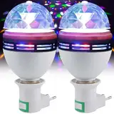 2X LED Partylicht, 3W E27 RGB LED Discokugel Licht 360° Rotierend Disco Glühbirne mit E27 Fassung, LED Discolampe Leuchtmittel Party Deko für Hochzeitsfest Geburtstagsparty Halloween Weihnachten