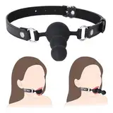 BDSM Mundknebel Knebel Mund Groß mit Kugeln/Penis, 2 Tragevarianten Mouth Gag, Extrem Bondage Sex Spielzeug für Frauen Paare Sklavin, Silikon