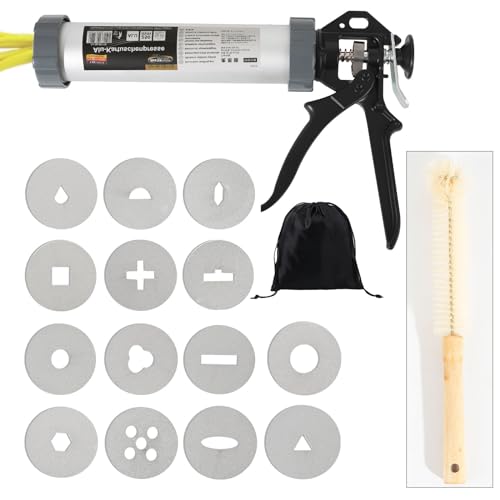 Griiyakii Tonextruder-Werkzeug, Tonpistolen-Werkzeuge sind mit 14 verschiedenen Platten zum Formen und Basteln mit der handgehaltenen Ton-Extrusionspistole zugewiesen