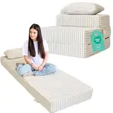 Odolplusz ODOL-PLUSZ Premium Klappmatratze 70 x 205 x 15cm | 3-teilige Faltmatratze mit abnehmbarem Bezug | Schaumstoff extra dick 15cm | Matratze faltbar klappbar Gästematratze Reisematratze (Beige)