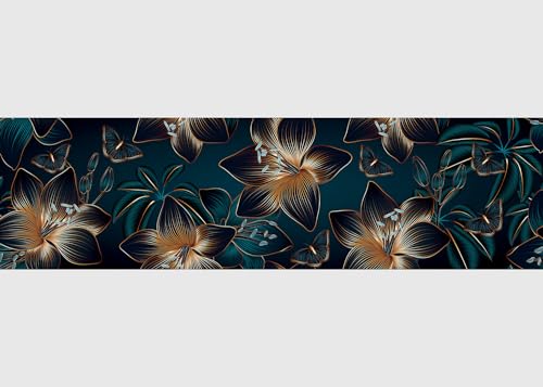 Blumen Selbstklebende Bordüre, Küche, Wohnzimmer, Wand Sticker, Mehrfarbig, von AG Design | 500 x 13,8 cm | AWB 8440 (Blumen)