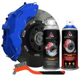 AUTODOMY Bremssattellack Set Spray Sprühfolie für Bremssattel mit hoher Temperaturbeständigkeit + Bremsreiniger + Stahlbürste für Caliper von Auto und Motorrad (Blau)