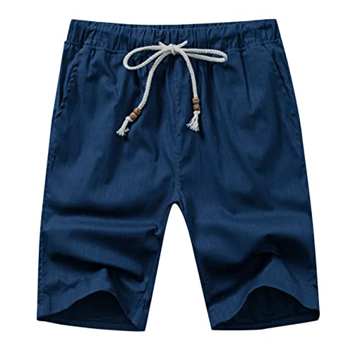 OIUHJN Männlicher Sommer-beiläufige Feste Kurze Hosen-Kordelzug-Kurze Hosen-Hose-Taschen-Kurzschluss Shorts Herren Lack (Navy, M)