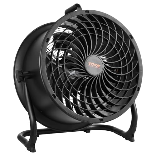 VEVOR Bodenventilator, 3 Gang, Windmaschine, 355,6mm, 360° verstellbare Neigung, 7,2 m/s Luftstrom, großer Metallventilator, für Zuhause, Fitnessstudio, Büro, Garage, Geschäftsräume