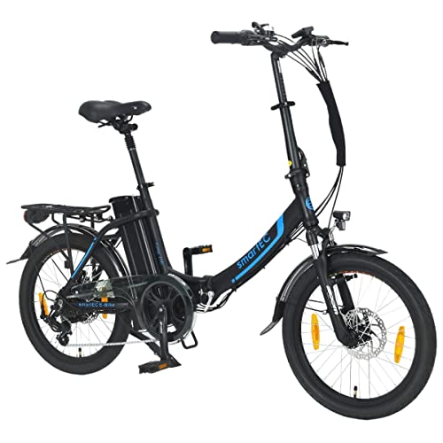 smartEC Camp-20D E-Bike Klapprad 250W Hinterradmotor Li-Ion-Akku 36V/15,6Ah 20 Zoll E-Klapprad E-Faltrad Elektrofahrrad Reichweite 100km bis 25 km/h (Schwarz)