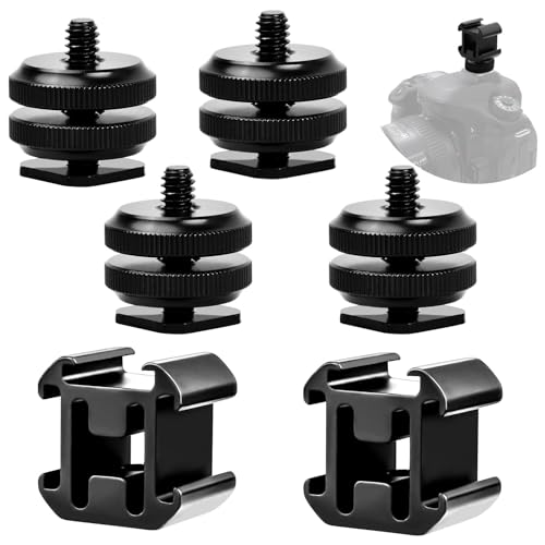 6Stk Kamera Blitzschuhadapter Set Cold Shoe Mount Dreifach Blitzschuh Adapter Blitzschuh Stativgewinde 1/4 "20 für Blitzlichter Audiorecorder Mikrofone CSM Einbauadapter Photographic Equipment Schwarz