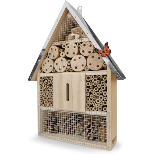 WILDLIFE FRIEND Großes Insektenhotel 39 x 23 cm – Naturbelassen und Wetterfest, Insektenhaus aus Naturholz für Bienen, Marienkäfer, Florfliegen & Schmetterlinge, Bienenhotel & Nisthilfe zum Aufhängen