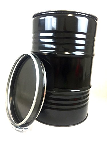 Metallfass 210 Liter Blechfass Fass Ölfass Tonne mit Spannring und Deckel Schwarz NEU