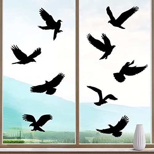 HOOWA Fensteraufkleber Vogelschutz für Glasscheiben Große 27-31cm, 9 Stück Fenstersticker Vogelaufkleber für Fensterscheiben Schwarz, PVC Vogelschutz Aufkleber Fenster Fensterbilder Selbstklebend