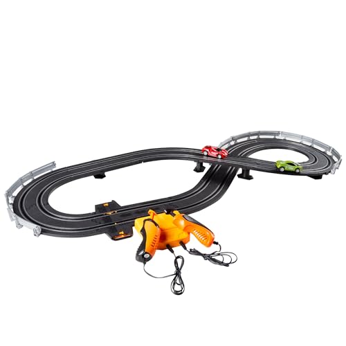 Colorbaby Speed & Go Elektrische Rennstrecke, 2 Autos, Maßstab 1:64, Größe 93 x 43 cm, Länge 232 cm, Kinderautobahn, ferngesteuertes Auto, Rennstrecke, 8 Jahre, 47521