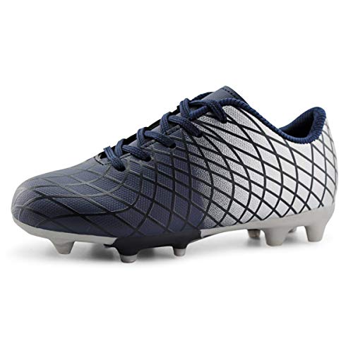 JABASIC Kids Outdoor Fußballschuh Athletic Firm Ground Fußballschuhe (34 EU,Navy Splitter)