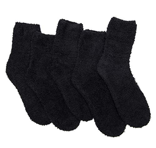 TOCONFFON Damen Kuschelige Flauschige Socken Weiche Socken Plüsch Socken 5 Paar(Schwarz)