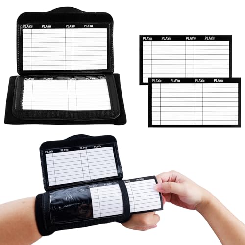 Luckwaii Football Wrist Playbook Wrist Coach American Football mit 2 Papierkarte Fold Transparent Football Play Wristbands, Tactical Wrist Coach Teaching Board Sport SchweißBand mit Tasche für Fußball