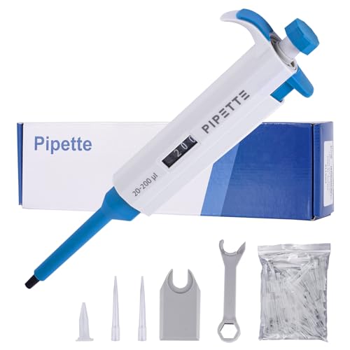 BAOSHISHAN Einkanalige Micropipette Einkanal-Pipettierer Labor Mikropipette Pipettierer mit 200 Pipettenspitzen 20-200ul